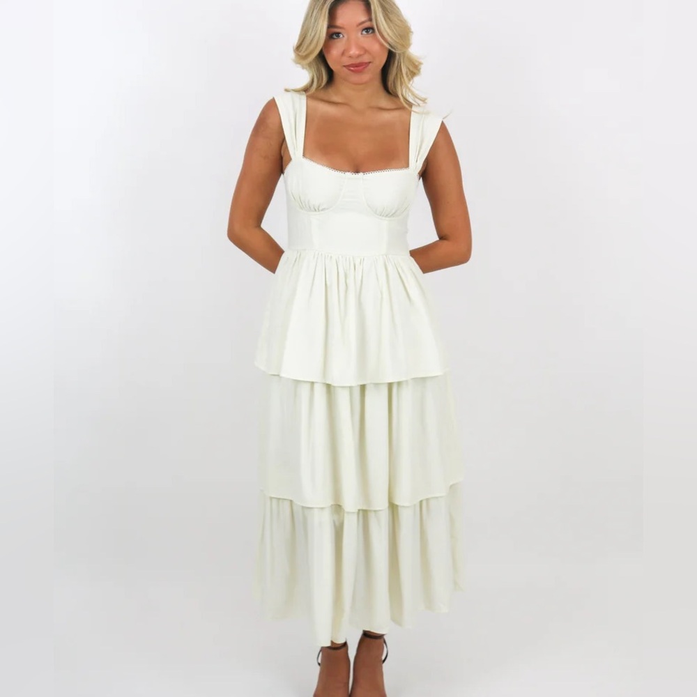 CORSET POPLIN DRESS IVORY WEWOREWHAT